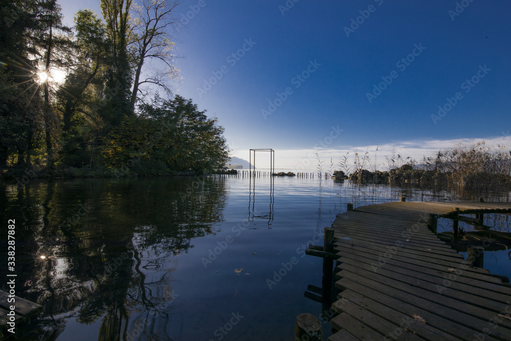 peaceful landscape on lake leman 