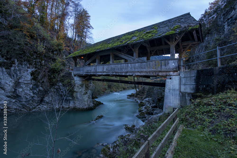 long exposure on a bridge in the Swiss valleys