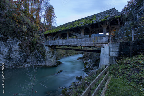 long exposure on a bridge in the Swiss valleys