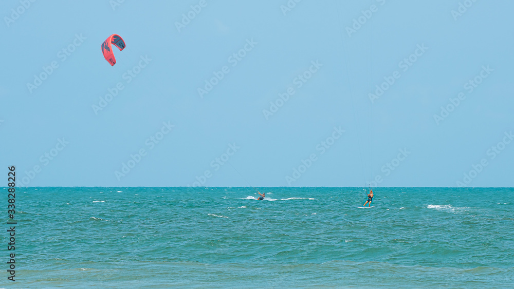 Kitesurfing Thailand Hua hin on a Sunny day Kitesurfing Thailand Hua hin on a Sunny day