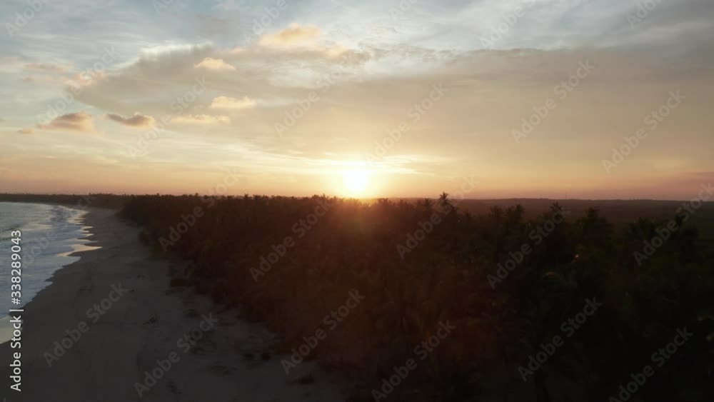 Aerial: Drone Sri Lanka sunset flying forwards Aerial: Drone Sri Lanka sunset flying forwards