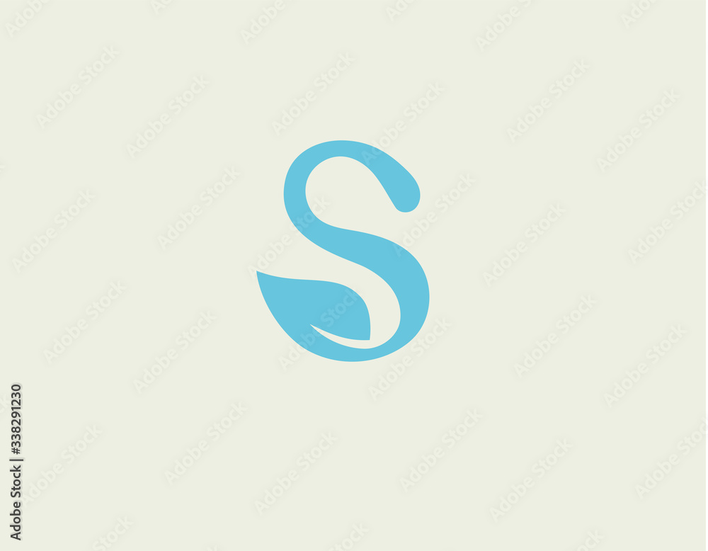 Creative abstract blue logo letter and leaf icon for your company Creative abstract blue logo letter and leaf icon for your company