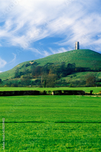 Glastonbury Tor, A sacred site along the English countryside in Glastonbury, England