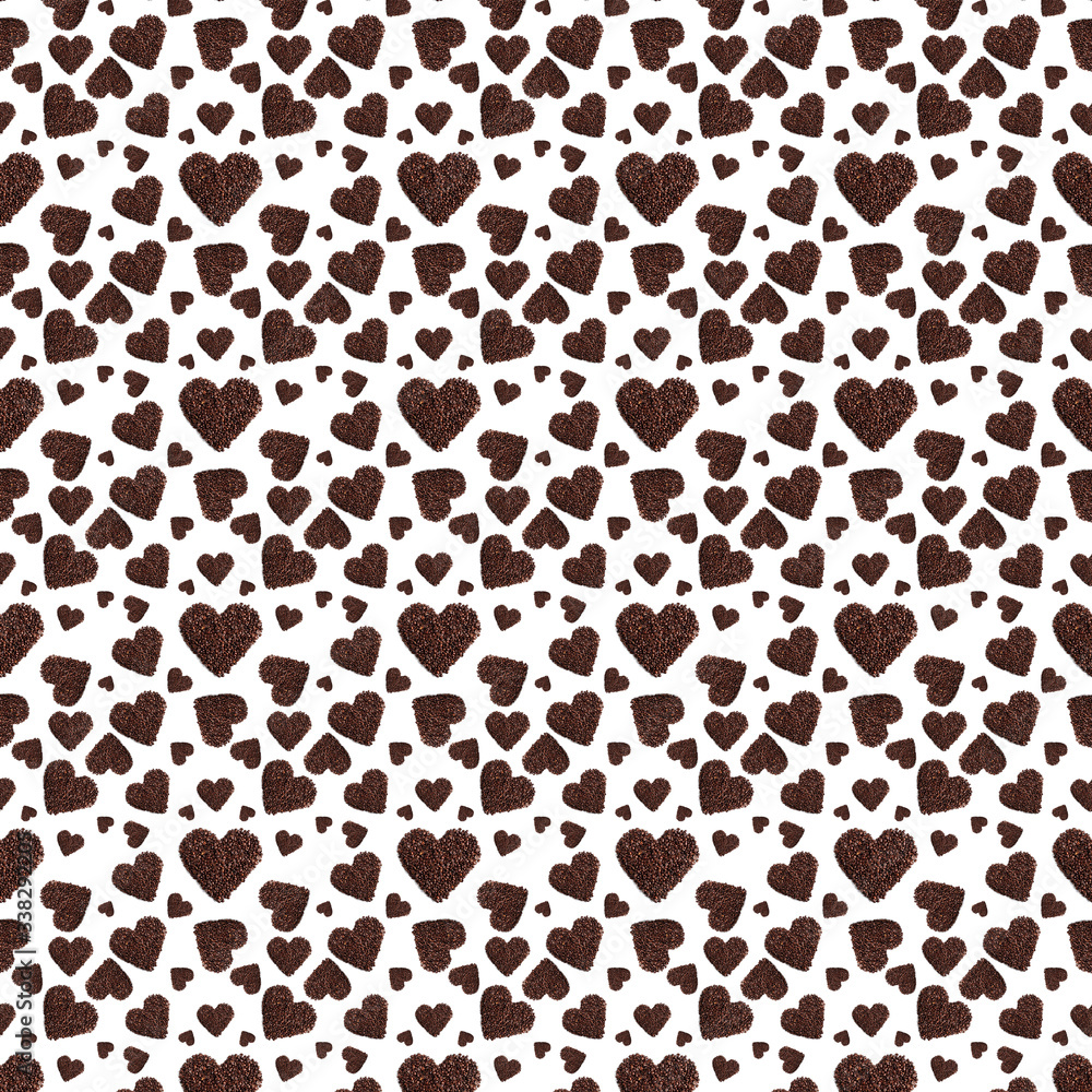 Heart sign of coffee beans semaless pattern on white background. Heart sign of coffee beans semaless pattern on white background.