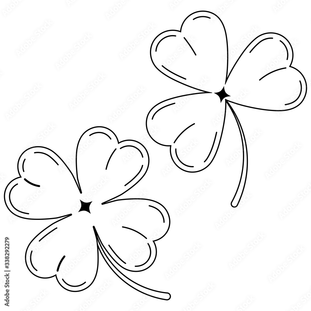 Clover leaves black silhouette icon set isolated on white background lucky four leaf clover and shamrock clover. Clover leaves black silhouette icon set isolated on white background lucky four leaf clover and shamrock clover.