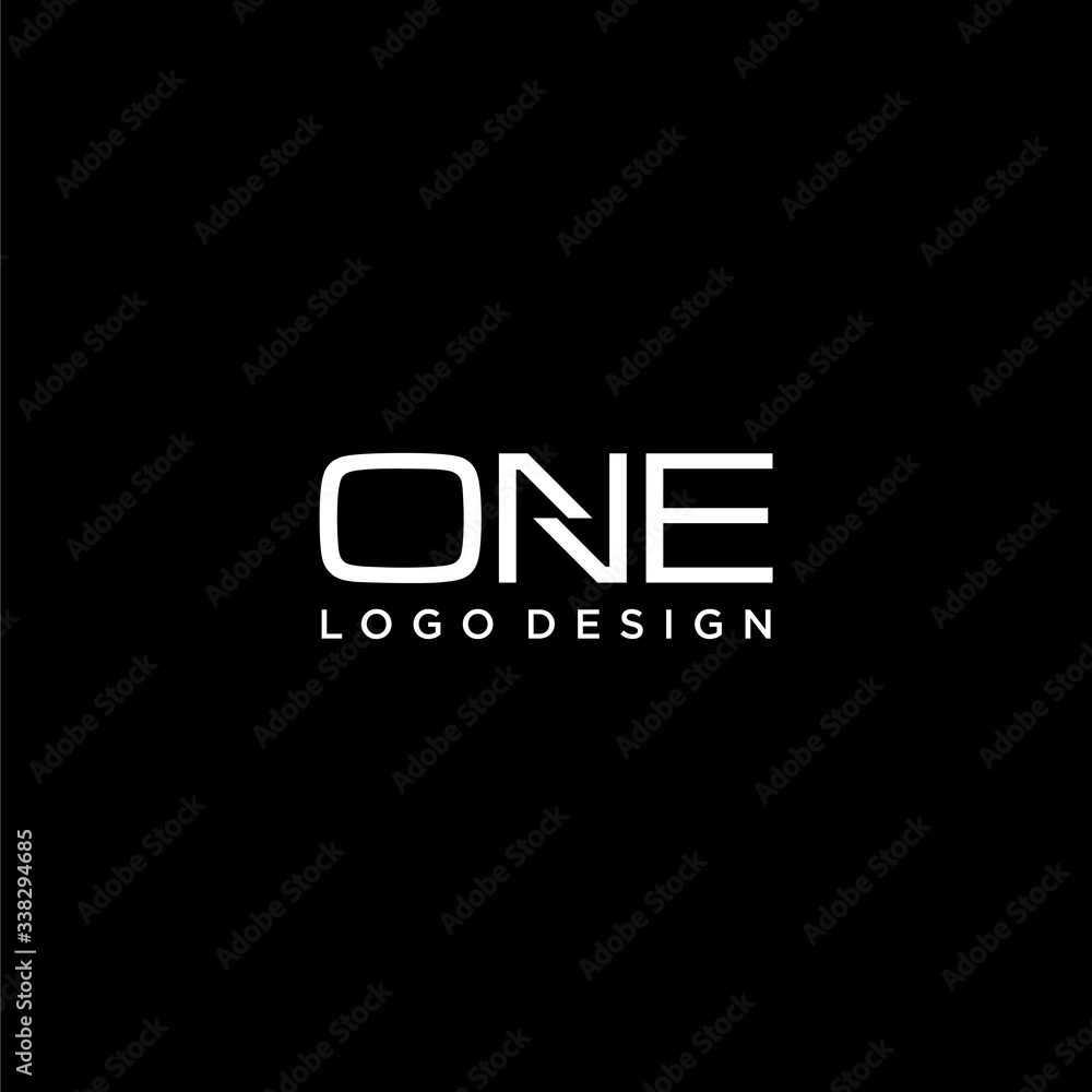 Creative and simple logo design of the word ONE with dark background - EPS10 - Vector.
