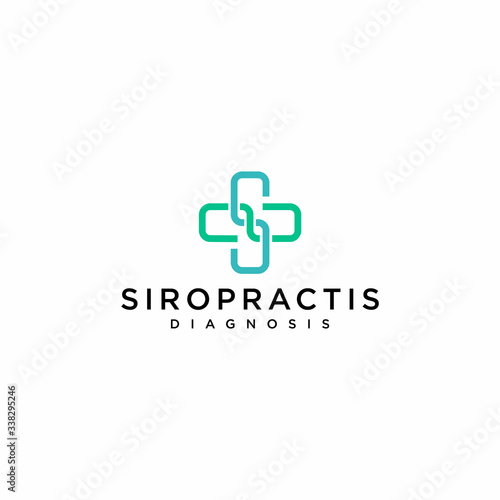 Simple and line logo design of letter S and cross with white background - EPS10 - Vector.