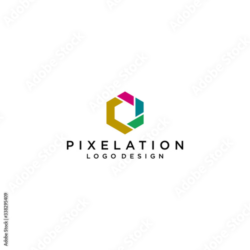 Modern and clean logo design of photography and hexagon shape with clear background - EPS10 - Vector.