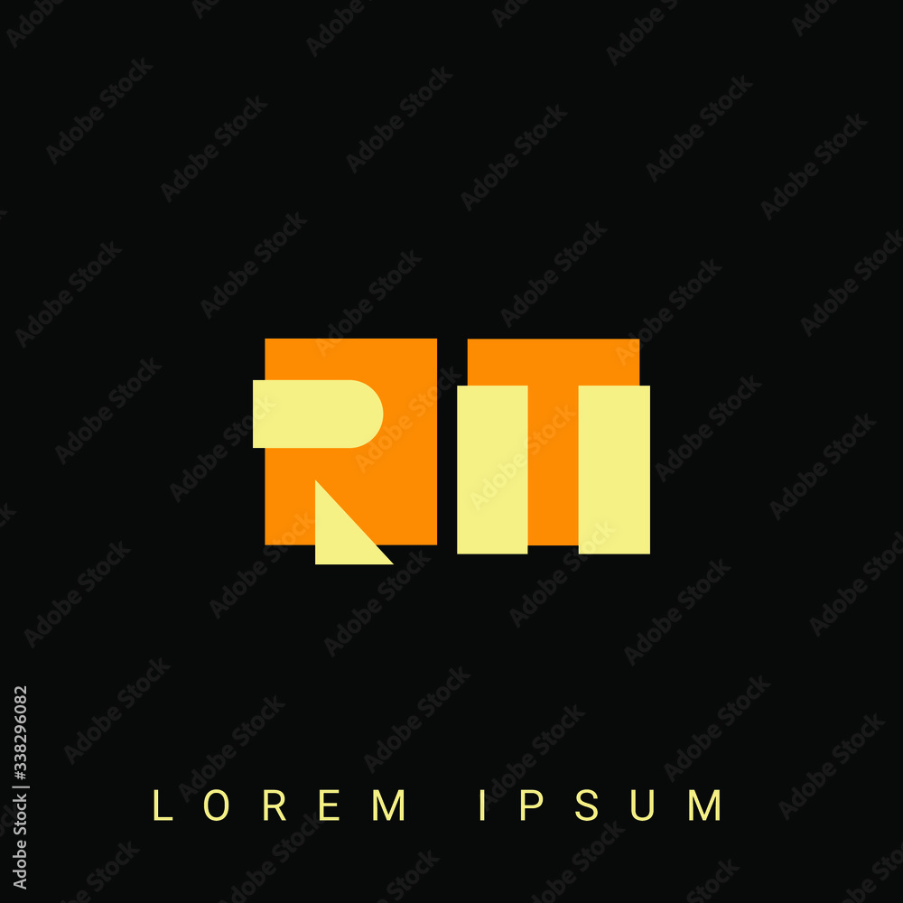 Fototapeta premium Modern creative shaped RT, TR, R, T logo. Initial Logo Designs Templete with Black Background. Vector Illustration 