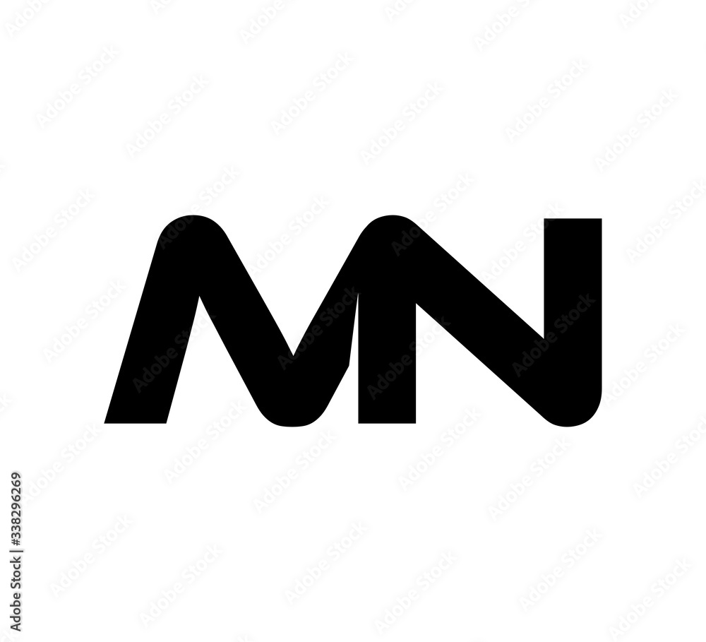 Initial 2 letter Logo Modern Simple Black MN Initial 2 letter Logo Modern Simple Black MN