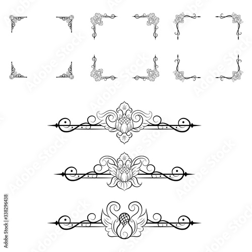 Ornaments frames Separator elements for Classic Vintage Wedding Invitation great for Wedding Card Design