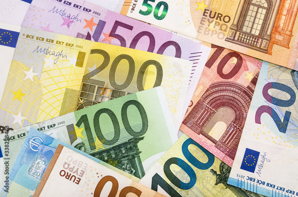 different euros for background. View from above. different euros for background. View from above.