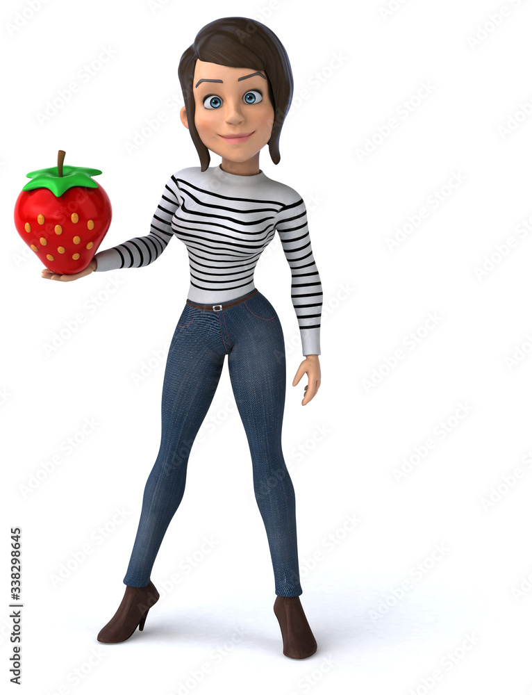 Fun 3D cartoon casual character woman Fun 3D cartoon casual character woman