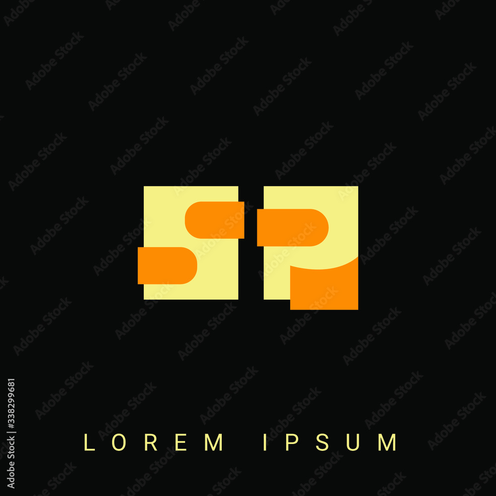 Fototapeta premium Modern creative shaped SP, PS, S, P logo. Initial Logo Designs Templete with Black Background. Vector Illustration 