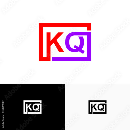 KQ, QK Letter, initial logo design template vector