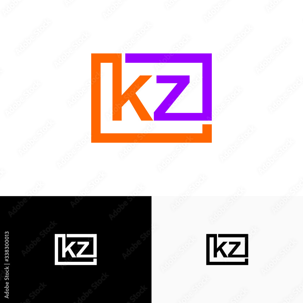 Fototapeta premium KZ, ZK Letter, initial logo design template vector