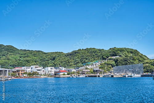 view of the bay of small town