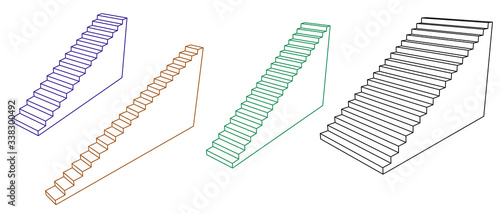 Stairway set. 3d Vector out...