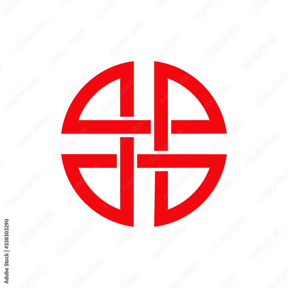 Icono plano nudo circular en color rojo Icono plano nudo circular en color rojo