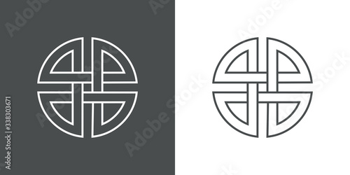 Icono plano lineal nudo circular en fondo gris y fondo blanco