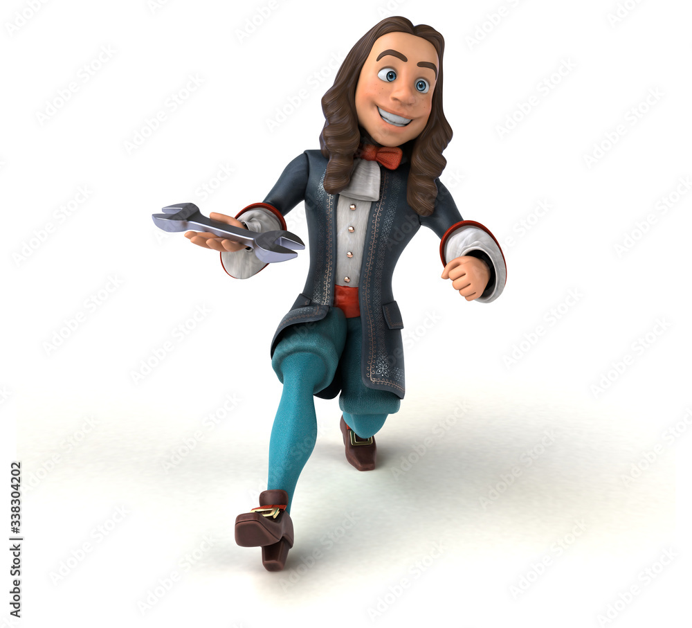 3D Illustration of a cartoon man in historical baroque costume 3D Illustration of a cartoon man in historical baroque costume