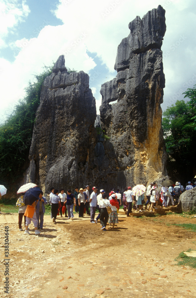 Tourists at the Stone Forest near Kunming, People's Republic of China