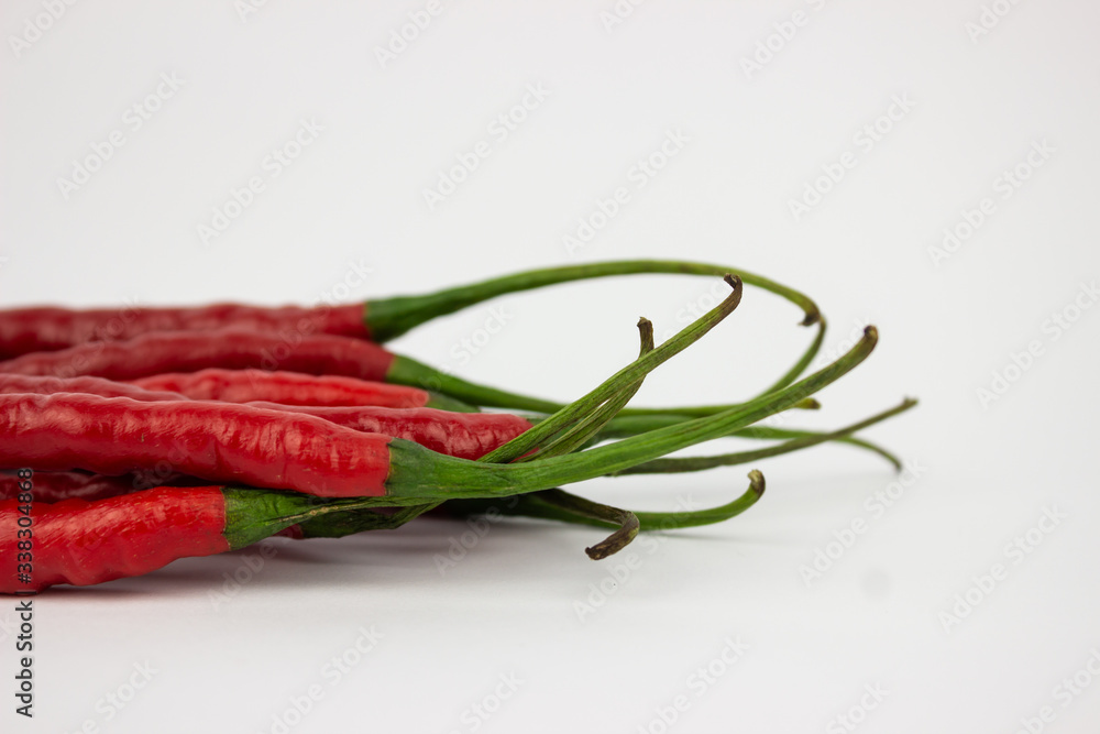 Red chilli pepper on whhite background