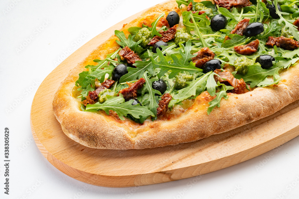 tasty pizza on the white background