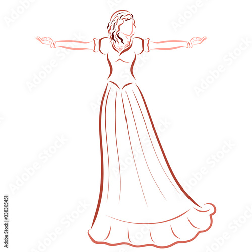 girl dancing whirling or standing arms outstretched to the sides