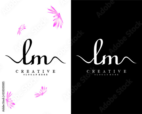 initial lm, ml handwriting logo template