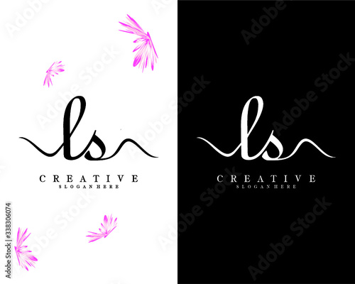 initial ls, sl handwriting logo template