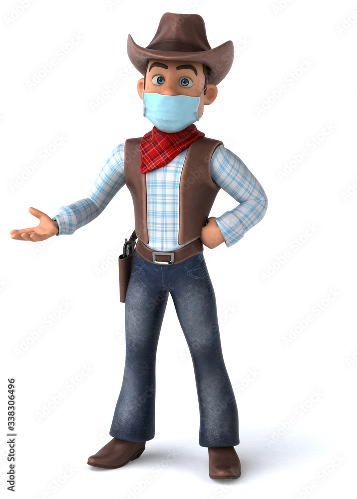3D illustration of a cartoon character with a mask 3D illustration of a cartoon character with a mask