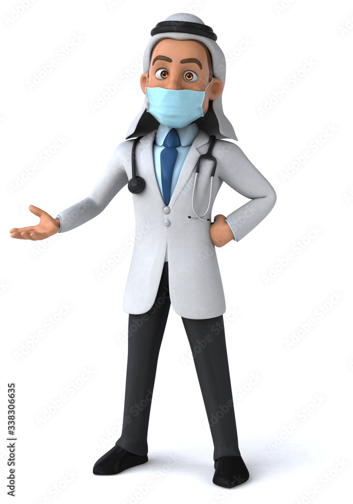 3D illustration of a cartoon character with a mask 3D illustration of a cartoon character with a mask