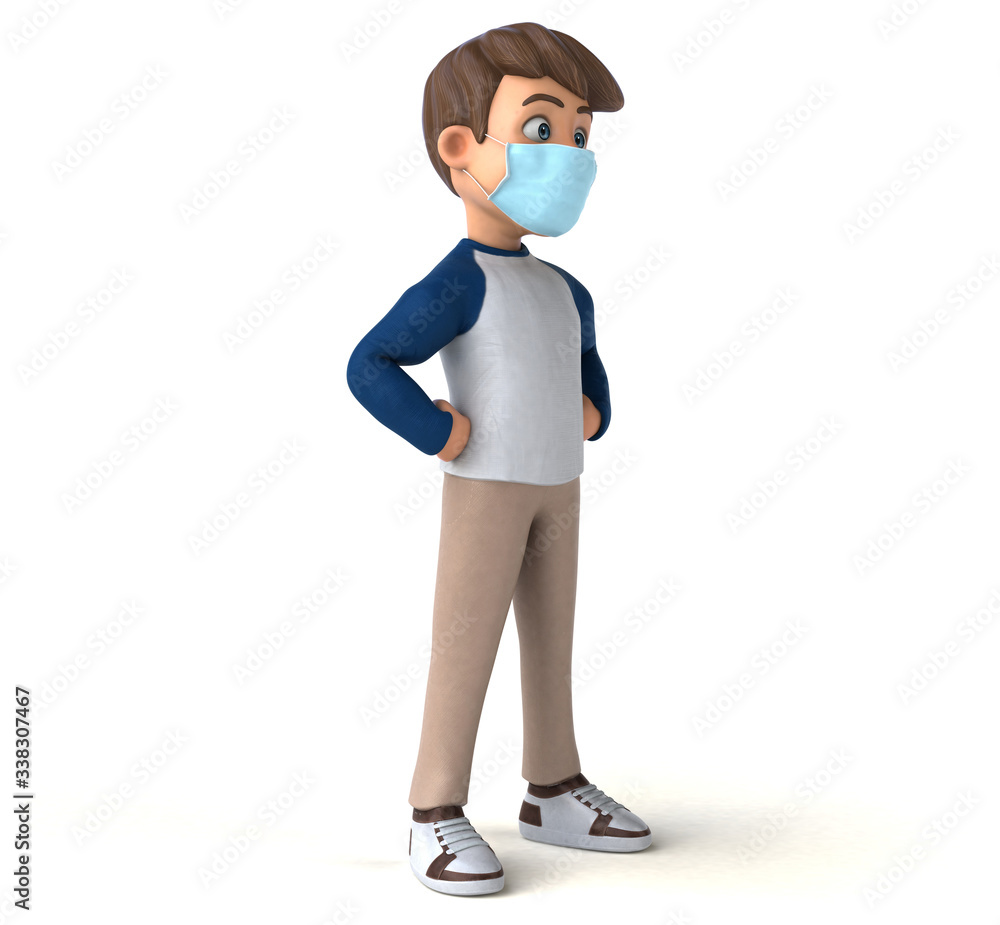 3D Illustration of a teenager with a mask 3D Illustration of a teenager with a mask