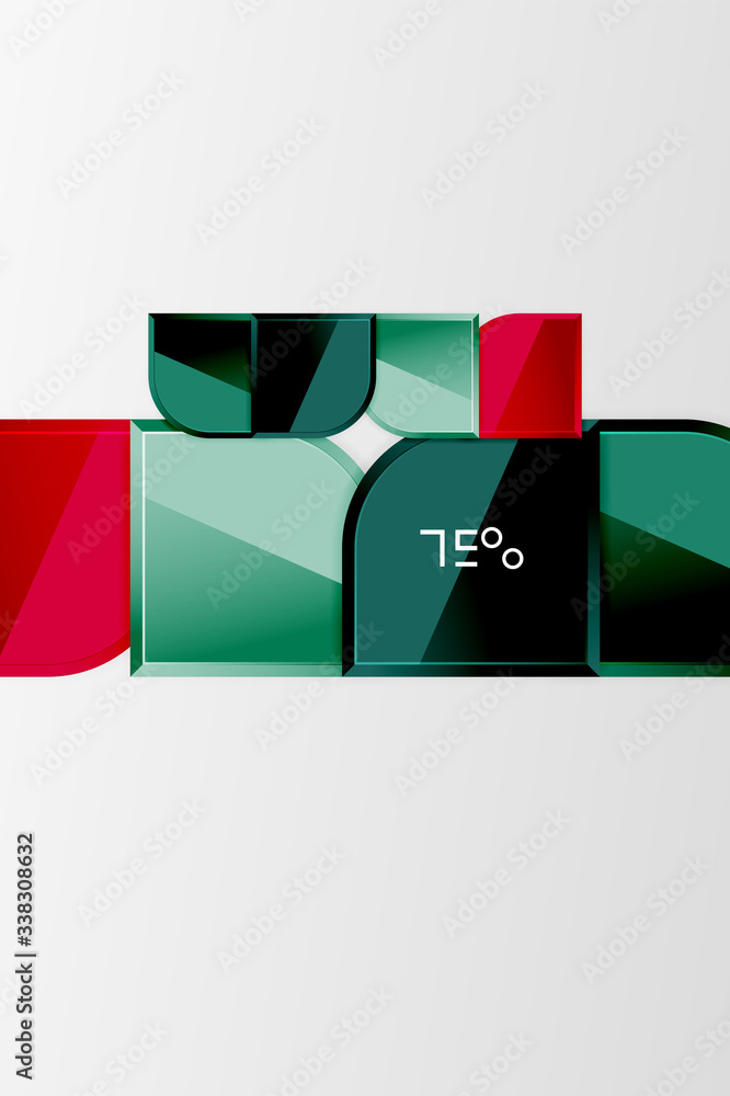 Glossy glass squares with round elements geometric composition. Abstract geometric background with 3d effect composition For Wallpaper, Banner, Background, Card, Book Illustration, landing page