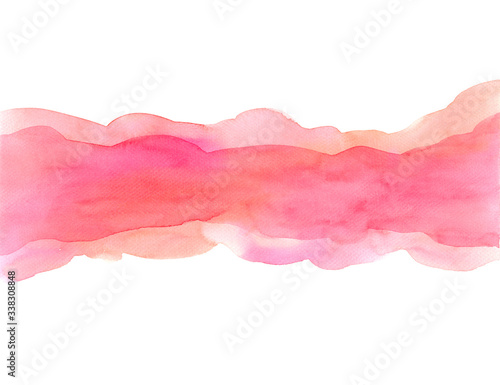 Pastel pink abstract banner background. Watercolor hand painting. space for text, brush stroke texture on white paper. Great for card, flyer, poster.