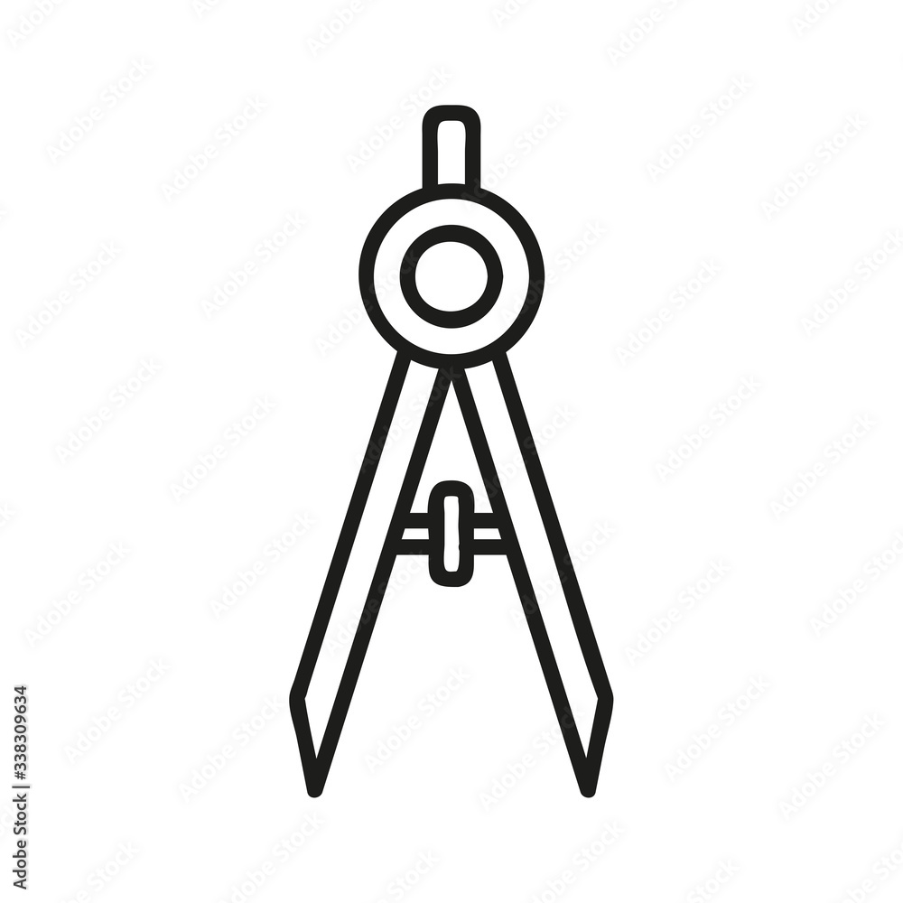 Drafting compass icon vector on white background Drafting compass icon vector on white background