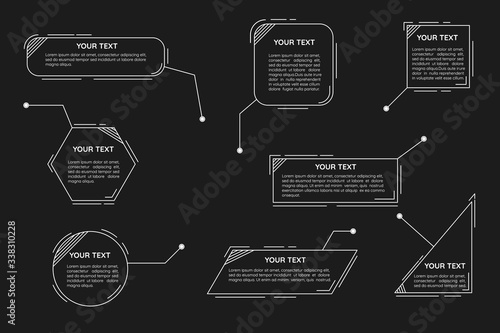 Callouts titles. Callout bar labels, information call box bars and modern digital info boxes layout templates. Titles bar for infographics, advertising, video production.