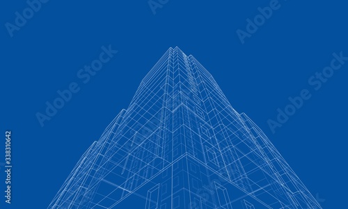 Vector wire-frame model of a multi-storey building