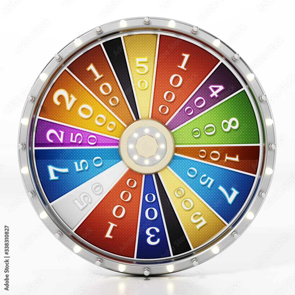 Prize wheel isolated on white background. 3D illustration Prize wheel isolated on white background. 3D illustration