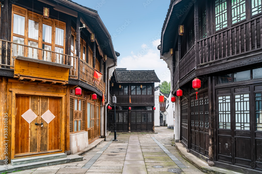 Qinghefang ancient street view in Hangzhou city Zhejiang province China Qinghefang ancient street view in Hangzhou city Zhejiang province China
