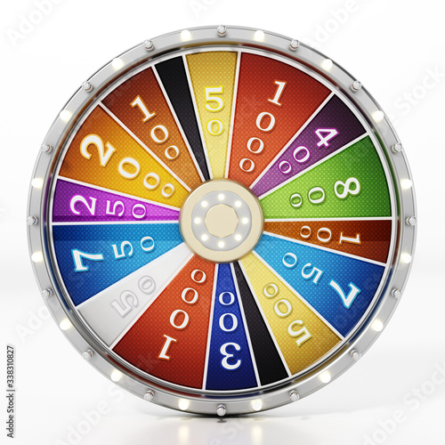 Prize wheel isolated on white background. 3D illustration