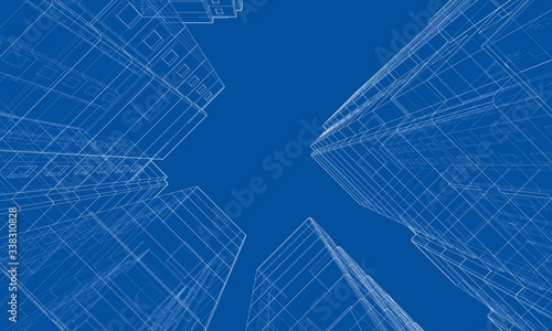 Vector wire-frame model of a multi-storey building