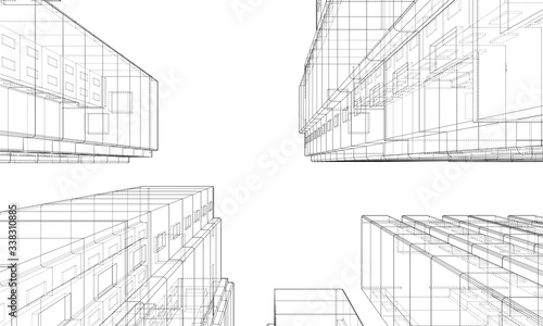 Vector wire-frame model of a multi-storey building