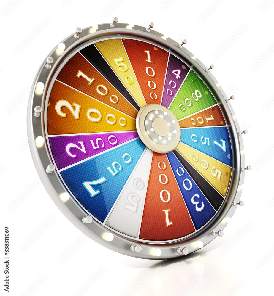 Prize wheel isolated on white background. 3D illustration Prize wheel isolated on white background. 3D illustration