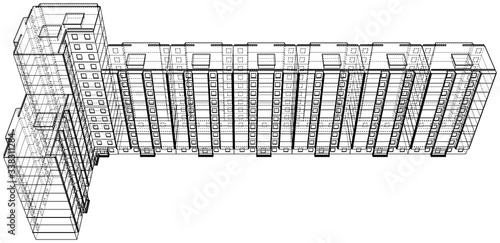 Vector wire-frame model of a multi-storey building