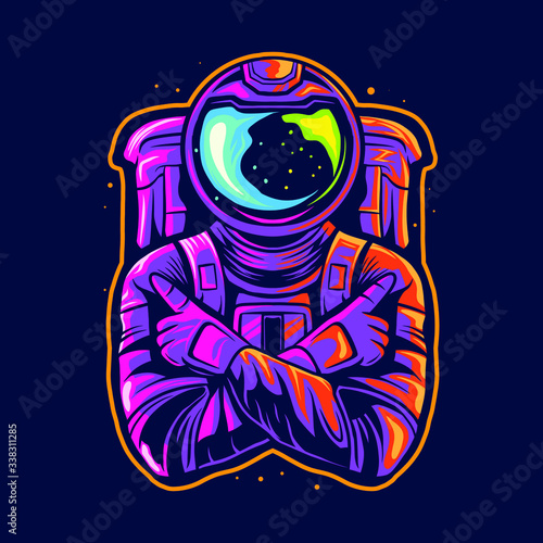 astronaut crossed hand one finger vector illustration