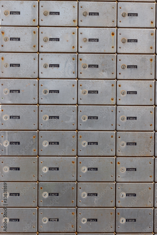 many mailboxes with serial numbers