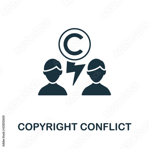 Copyright Conflict icon. Simple illustration from digital law collection. Creative Copyright Conflict icon for web design, templates, infographics and more