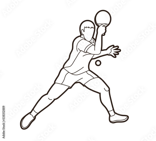 Ping Pong player, Table tennis action cartoon graphic vector